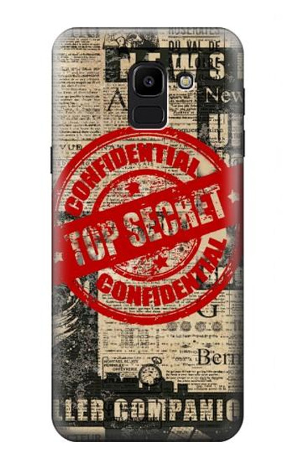 S3937 Text Top Secret Art Vintage Hülle Schutzhülle Taschen für Samsung Galaxy J6 (2018)