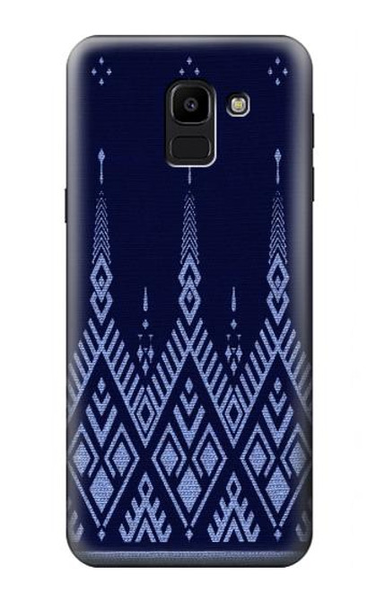 S3950 Textile Thai Blue Pattern Hülle Schutzhülle Taschen für Samsung Galaxy J6 (2018)