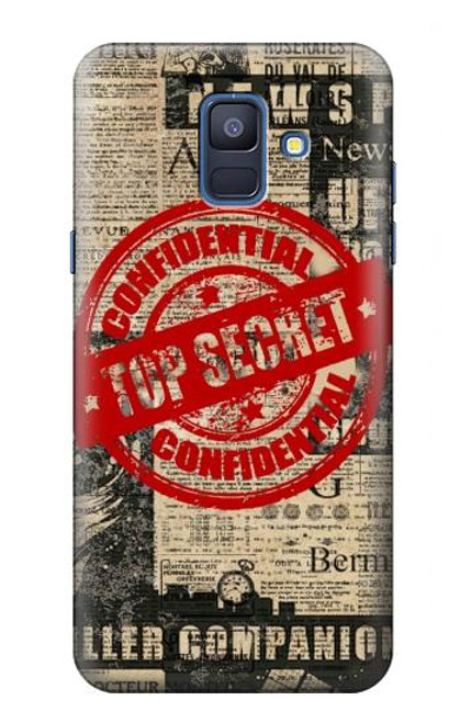 S3937 Text Top Secret Art Vintage Hülle Schutzhülle Taschen für Samsung Galaxy A6 (2018)