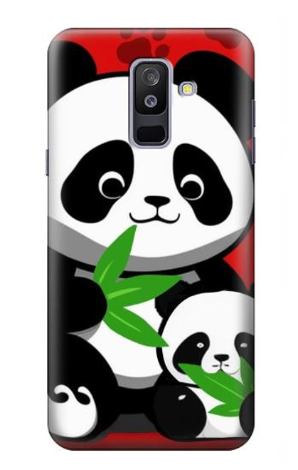 S3929 Cute Panda Eating Bamboo Hülle Schutzhülle Taschen für Samsung Galaxy A6+ (2018), J8 Plus 2018, A6 Plus 2018