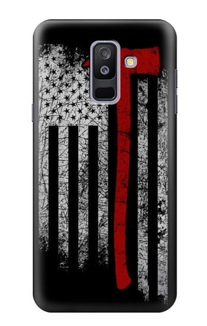 S3958 Firefighter Axe Flag Hülle Schutzhülle Taschen für Samsung Galaxy A6+ (2018), J8 Plus 2018, A6 Plus 2018