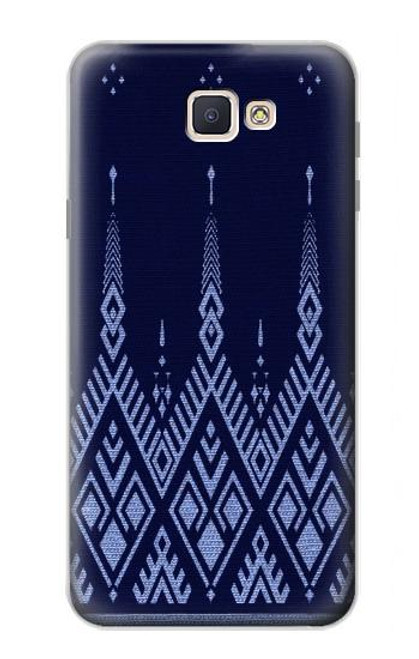 S3950 Textile Thai Blue Pattern Hülle Schutzhülle Taschen für Samsung Galaxy J7 Prime (SM-G610F)