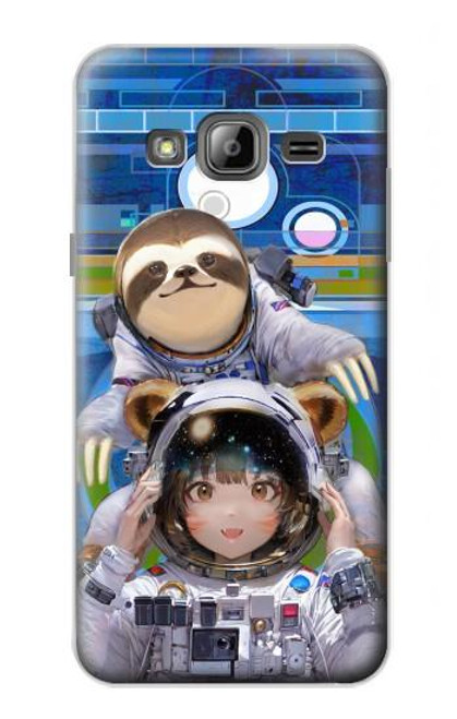 S3915 Raccoon Girl Baby Sloth Astronaut Suit Hülle Schutzhülle Taschen für Samsung Galaxy J3 (2016)