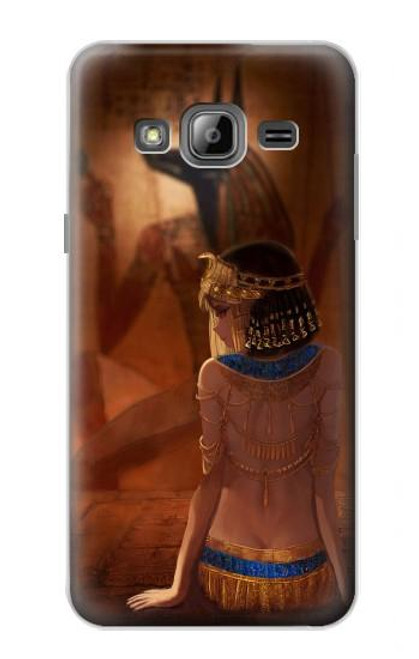 S3919 Egyptian Queen Cleopatra Anubis Hülle Schutzhülle Taschen für Samsung Galaxy J3 (2016)