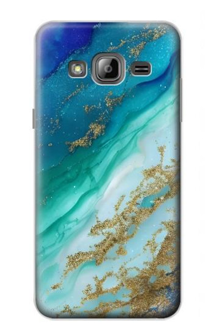 S3920 Abstract Ocean Blue Color Mixed Emerald Hülle Schutzhülle Taschen für Samsung Galaxy J3 (2016)