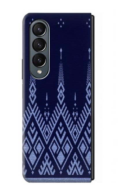 S3950 Textile Thai Blue Pattern Hülle Schutzhülle Taschen für Samsung Galaxy Z Fold 4