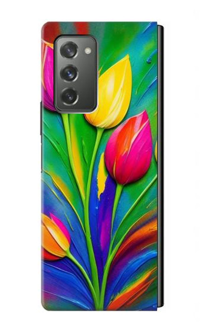 S3926 Colorful Tulip Oil Painting Hülle Schutzhülle Taschen für Samsung Galaxy Z Fold2 5G