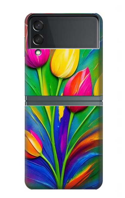 S3926 Colorful Tulip Oil Painting Hülle Schutzhülle Taschen für Samsung Galaxy Z Flip 3 5G