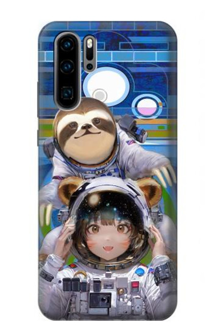 S3915 Raccoon Girl Baby Sloth Astronaut Suit Hülle Schutzhülle Taschen für Huawei P30 Pro