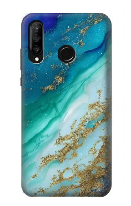 S3920 Abstract Ocean Blue Color Mixed Emerald Hülle Schutzhülle Taschen für Huawei P30 lite