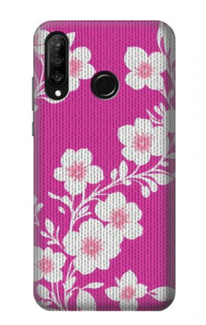 S3924 Cherry Blossom Pink Background Hülle Schutzhülle Taschen für Huawei P30 lite