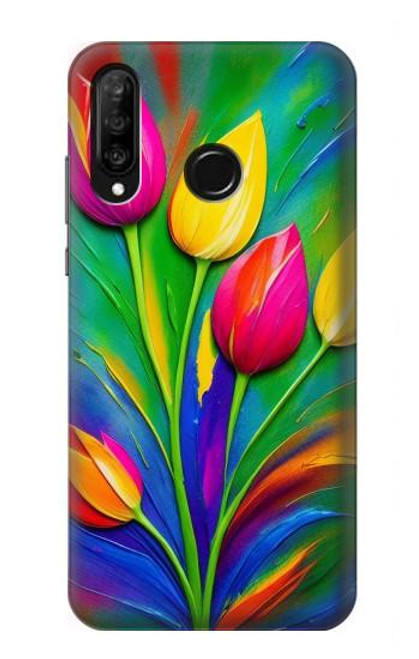 S3926 Colorful Tulip Oil Painting Hülle Schutzhülle Taschen für Huawei P30 lite