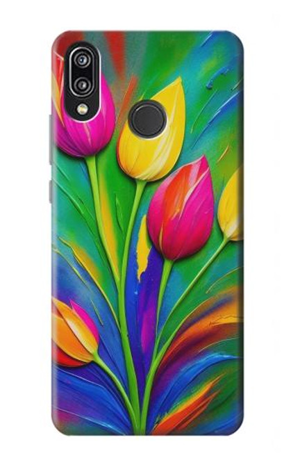 S3926 Colorful Tulip Oil Painting Hülle Schutzhülle Taschen für Huawei P20 Lite