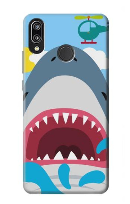 S3947 Shark Helicopter Cartoon Hülle Schutzhülle Taschen für Huawei P20 Lite