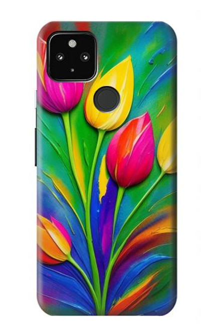 S3926 Colorful Tulip Oil Painting Hülle Schutzhülle Taschen für Google Pixel 4a 5G
