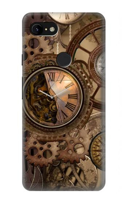 S3927 Compass Clock Gage Steampunk Hülle Schutzhülle Taschen für Google Pixel 3 XL