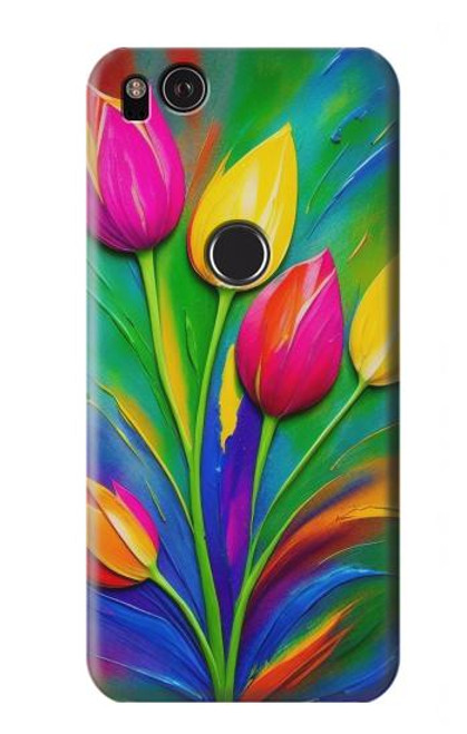 S3926 Colorful Tulip Oil Painting Hülle Schutzhülle Taschen für Google Pixel 2