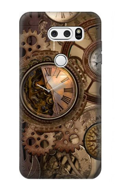 S3927 Compass Clock Gage Steampunk Hülle Schutzhülle Taschen für LG V30, LG V30 Plus, LG V30S ThinQ, LG V35, LG V35 ThinQ