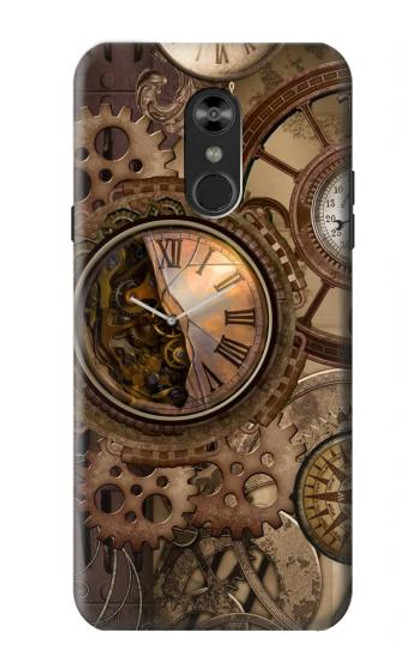 S3927 Compass Clock Gage Steampunk Hülle Schutzhülle Taschen für LG Q Stylo 4, LG Q Stylus