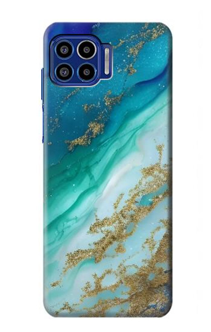 S3920 Abstract Ocean Blue Color Mixed Emerald Hülle Schutzhülle Taschen für Motorola One 5G