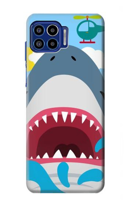 S3947 Shark Helicopter Cartoon Hülle Schutzhülle Taschen für Motorola One 5G