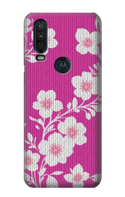 S3924 Cherry Blossom Pink Background Hülle Schutzhülle Taschen für Motorola One Action (Moto P40 Power)