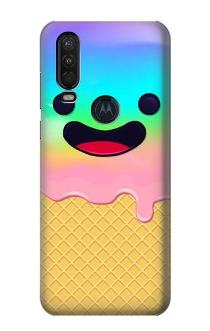 S3939 Ice Cream Cute Smile Hülle Schutzhülle Taschen für Motorola One Action (Moto P40 Power)