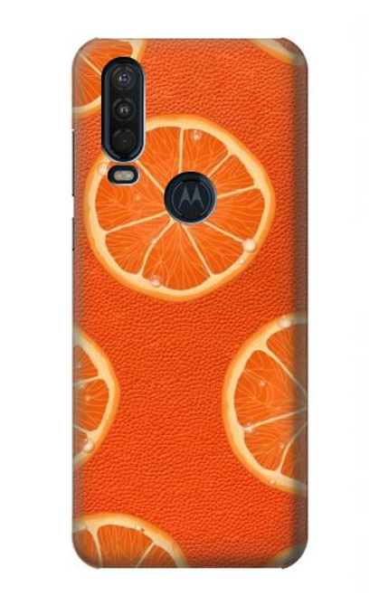 S3946 Seamless Orange Pattern Hülle Schutzhülle Taschen für Motorola One Action (Moto P40 Power)