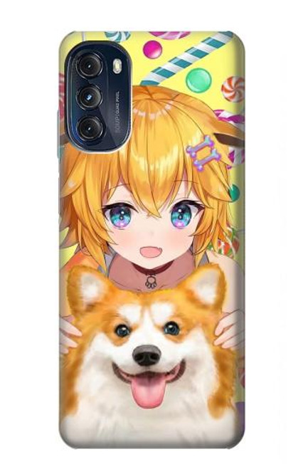 S3918 Baby Corgi Dog Corgi Girl Candy Hülle Schutzhülle Taschen für Motorola Moto G (2022)