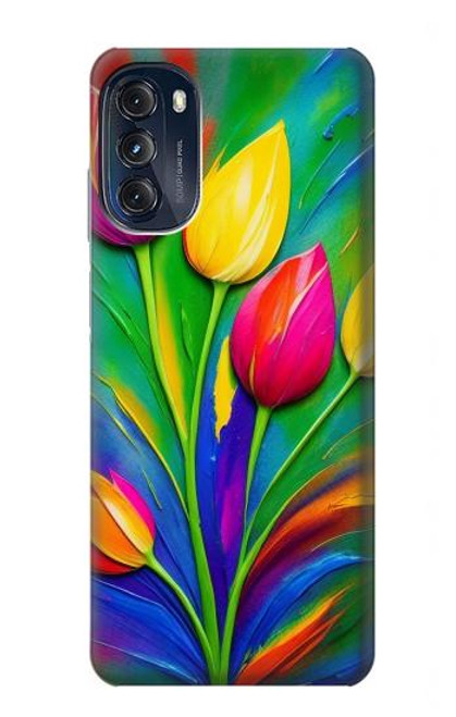 S3926 Colorful Tulip Oil Painting Hülle Schutzhülle Taschen für Motorola Moto G (2022)