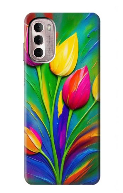 S3926 Colorful Tulip Oil Painting Hülle Schutzhülle Taschen für Motorola Moto G Stylus 4G (2022)
