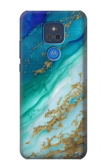 S3920 Abstract Ocean Blue Color Mixed Emerald Hülle Schutzhülle Taschen für Motorola Moto G Play (2021)