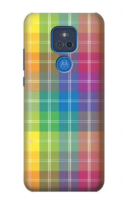 S3942 LGBTQ Rainbow Plaid Tartan Hülle Schutzhülle Taschen für Motorola Moto G Play (2021)