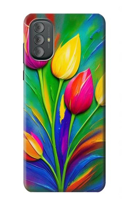 S3926 Colorful Tulip Oil Painting Hülle Schutzhülle Taschen für Motorola Moto G Power 2022, G Play 2023