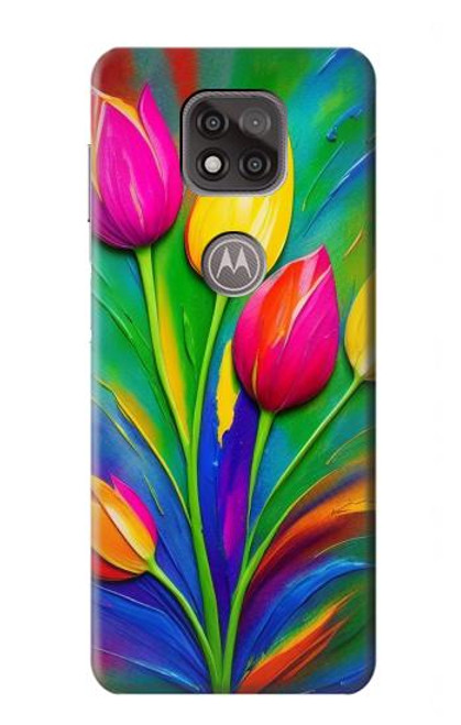 S3926 Colorful Tulip Oil Painting Hülle Schutzhülle Taschen für Motorola Moto G Power (2021)