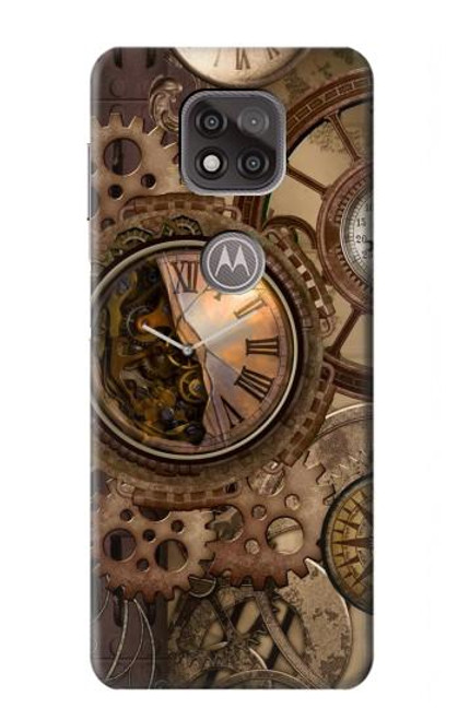 S3927 Compass Clock Gage Steampunk Hülle Schutzhülle Taschen für Motorola Moto G Power (2021)