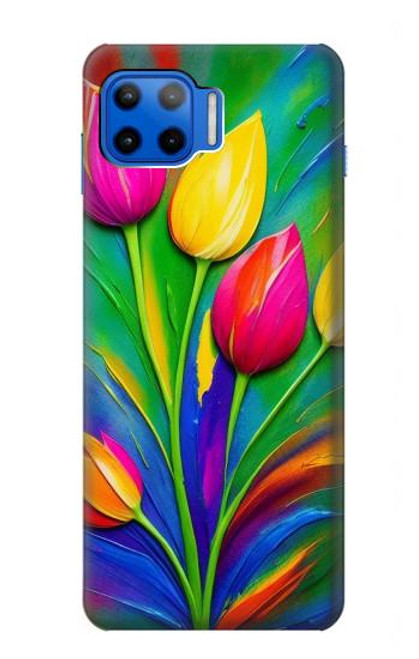 S3926 Colorful Tulip Oil Painting Hülle Schutzhülle Taschen für Motorola Moto G 5G Plus