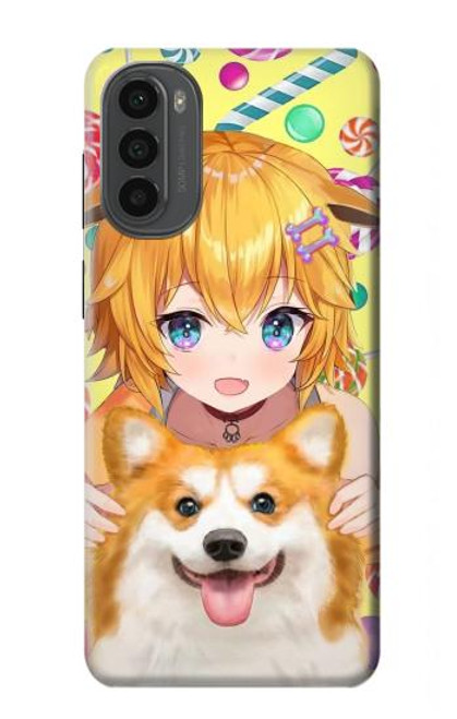 S3918 Baby Corgi Dog Corgi Girl Candy Hülle Schutzhülle Taschen für Motorola Moto G52, G82 5G