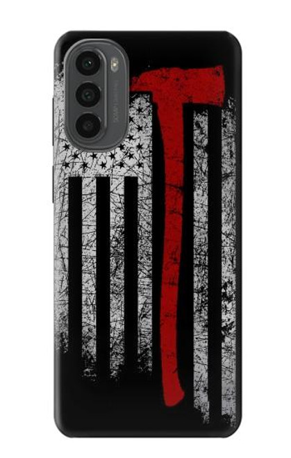 S3958 Firefighter Axe Flag Hülle Schutzhülle Taschen für Motorola Moto G52, G82 5G