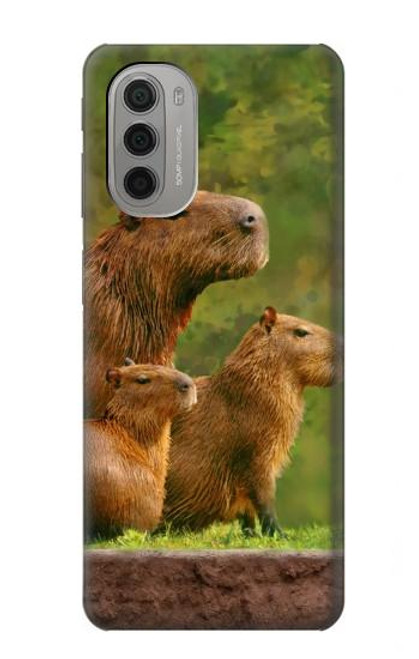 S3917 Capybara Family Giant Guinea Pig Hülle Schutzhülle Taschen für Motorola Moto G51 5G