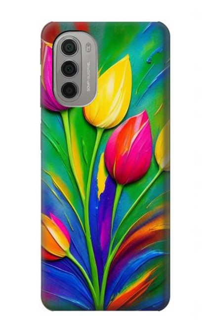 S3926 Colorful Tulip Oil Painting Hülle Schutzhülle Taschen für Motorola Moto G51 5G