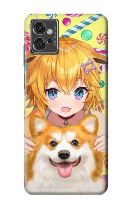 S3918 Baby Corgi Dog Corgi Girl Candy Hülle Schutzhülle Taschen für Motorola Moto G32