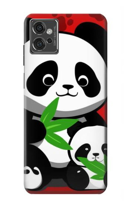 S3929 Cute Panda Eating Bamboo Hülle Schutzhülle Taschen für Motorola Moto G32