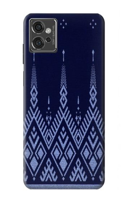 S3950 Textile Thai Blue Pattern Hülle Schutzhülle Taschen für Motorola Moto G32