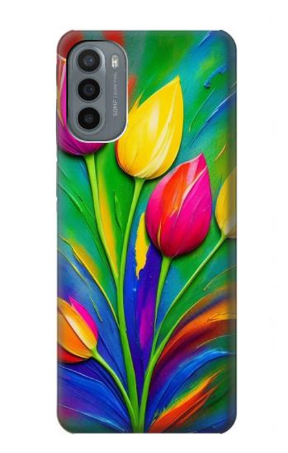 S3926 Colorful Tulip Oil Painting Hülle Schutzhülle Taschen für Motorola Moto G31