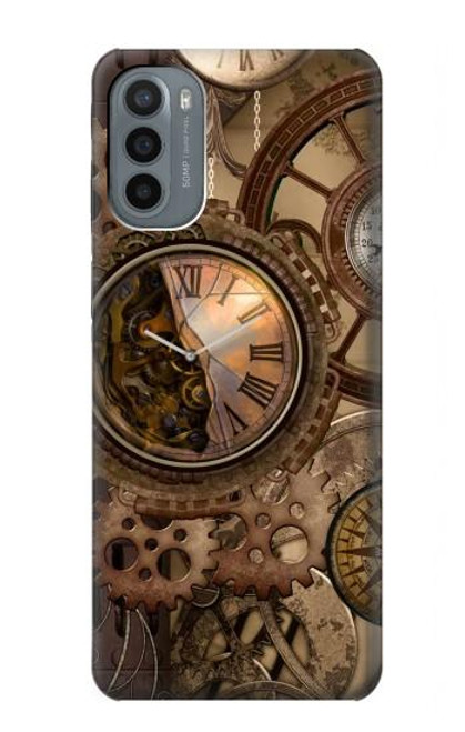 S3927 Compass Clock Gage Steampunk Hülle Schutzhülle Taschen für Motorola Moto G31