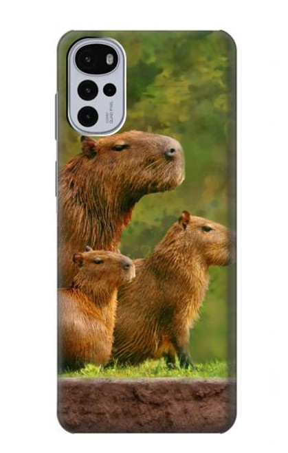 S3917 Capybara Family Giant Guinea Pig Hülle Schutzhülle Taschen für Motorola Moto G22