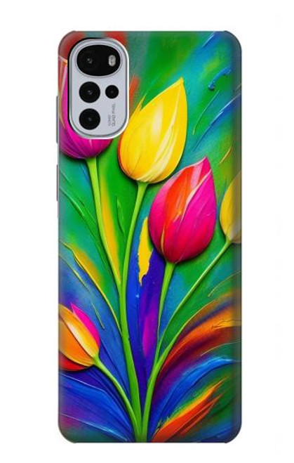 S3926 Colorful Tulip Oil Painting Hülle Schutzhülle Taschen für Motorola Moto G22