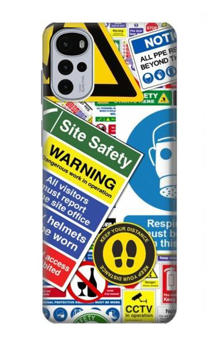 S3960 Safety Signs Sticker Collage Hülle Schutzhülle Taschen für Motorola Moto G22