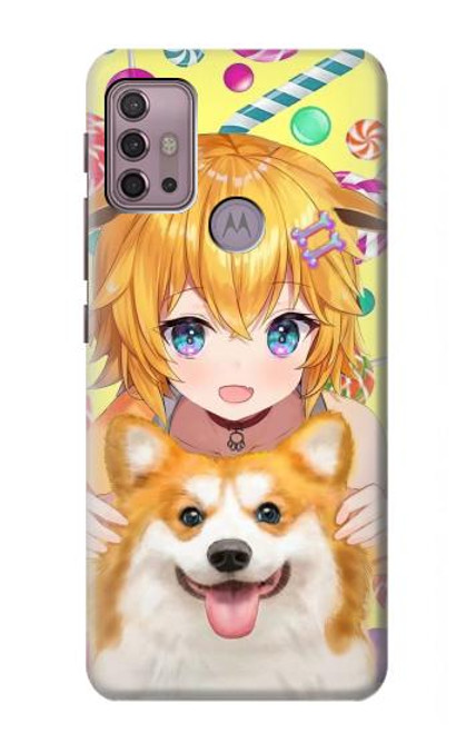 S3918 Baby Corgi Dog Corgi Girl Candy Hülle Schutzhülle Taschen für Motorola Moto G30, G20, G10